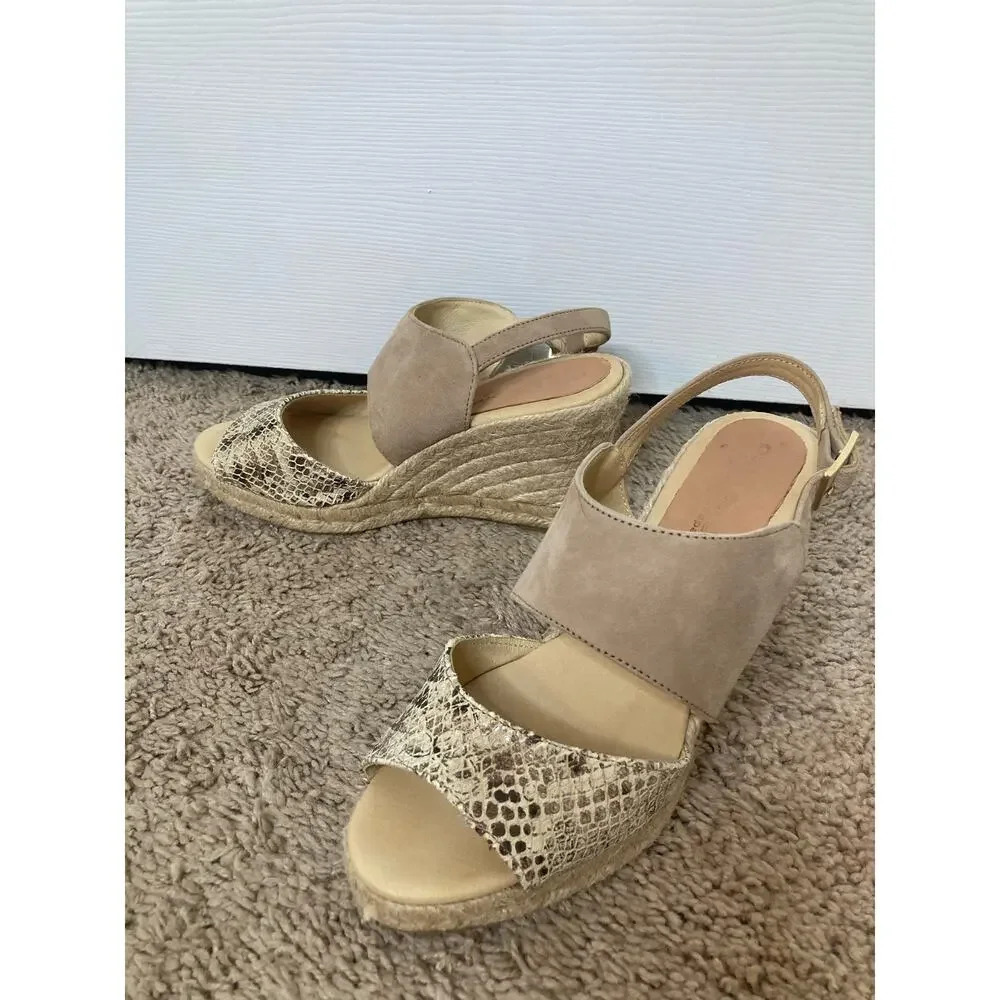 Patricia Green snake print espadrille wedges sz 7
